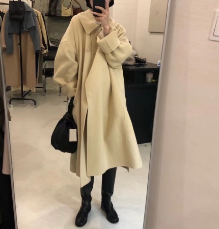 single breasted plain baggy coats